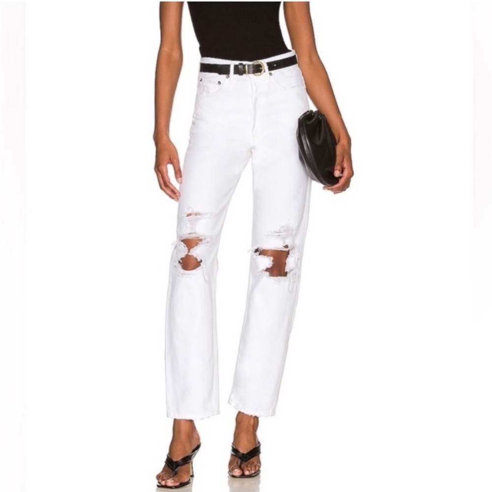 Agolde 90s Distressed White Crop Jeans​ - Picture 4 of 15